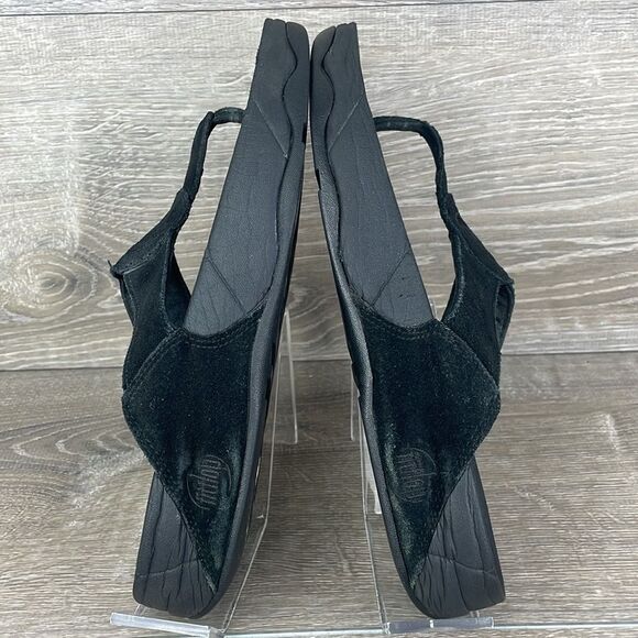 Fitflop Oasis Black Suede Women’s Sz 9 Slip On Thong Flip Flop Platform Sandals - Picture 10 of 10